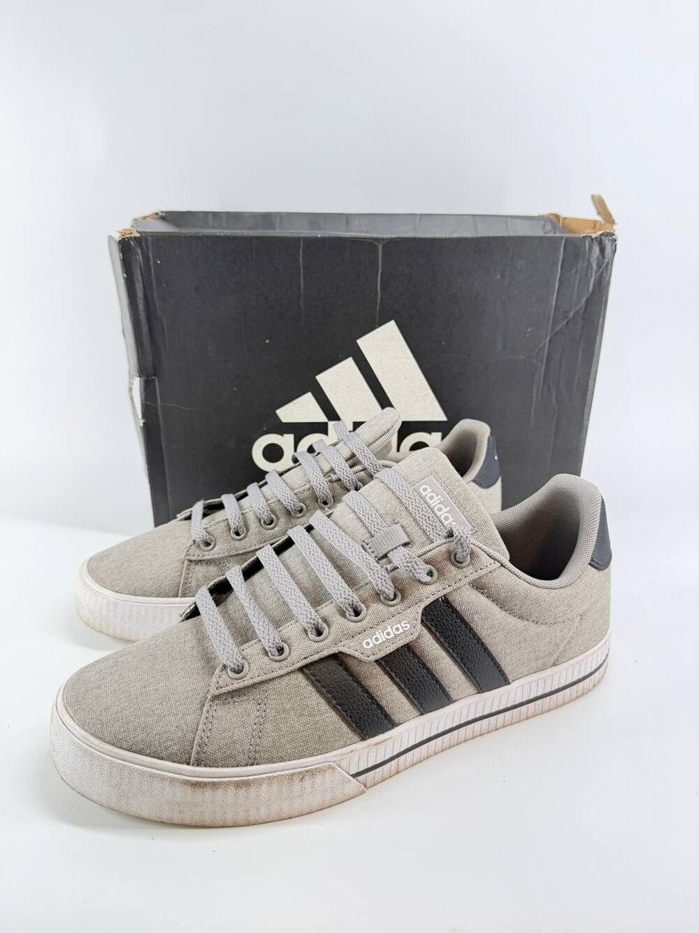 adidas Daily 3.0 Men’s Skate Shoes Gray Black Canvas FW3270 US Size 9.5
